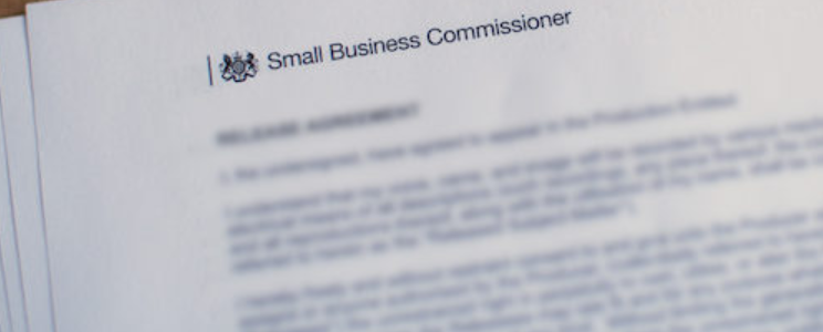 Image of a letter with "Small Business Commissioner" as the header.