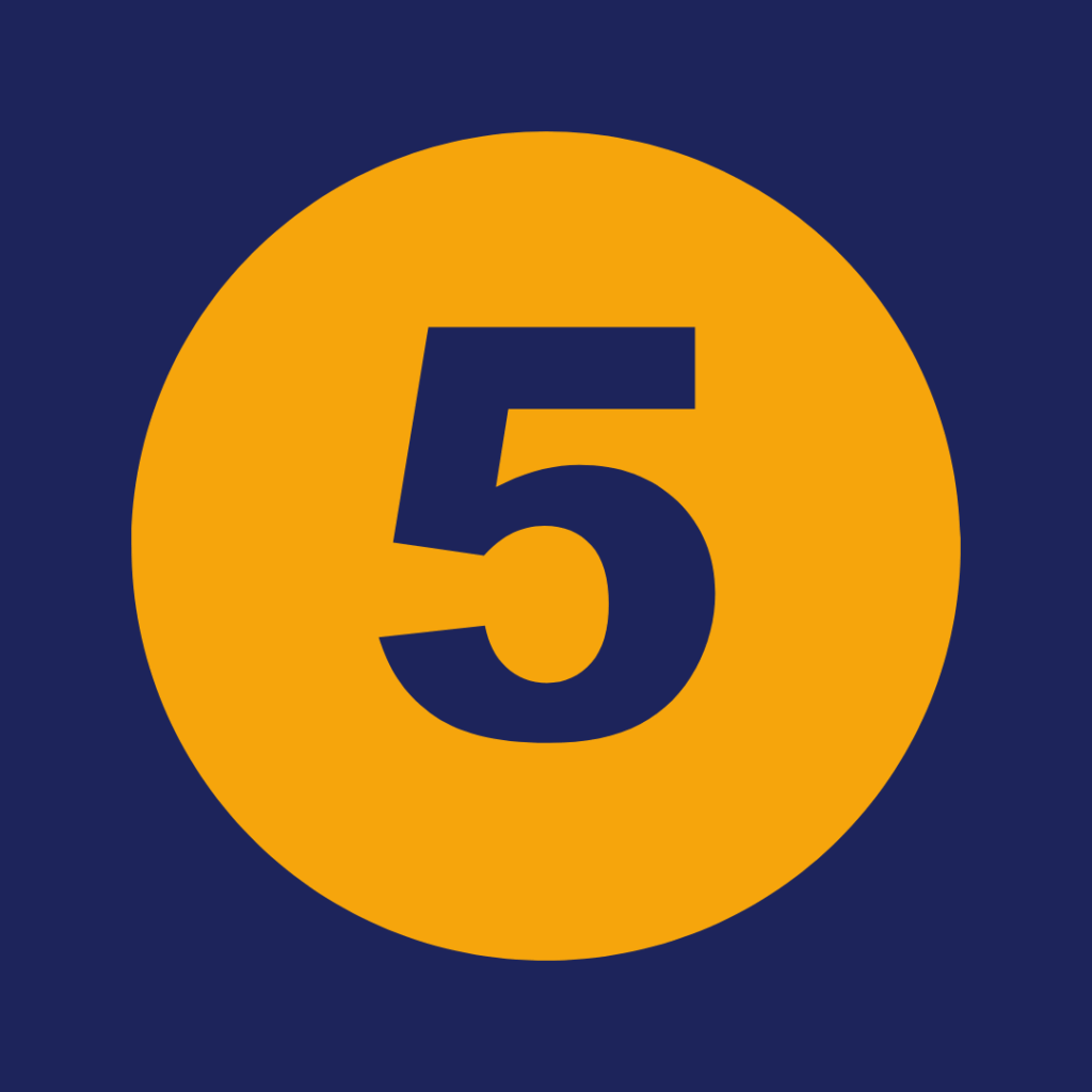 Number five in Gold on a blue backdrop. This sits on the "Guide to creating a contract" page.