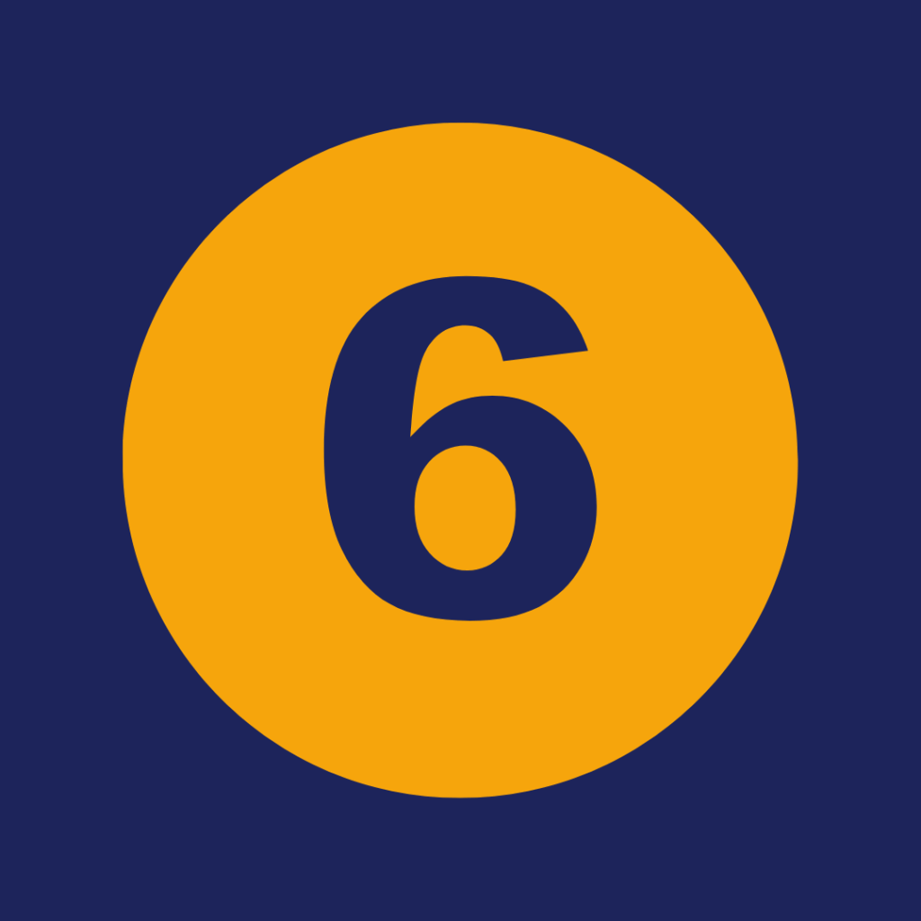 Number six in Gold on a blue backdrop. This sits on the "Guide to creating a contract" page.
