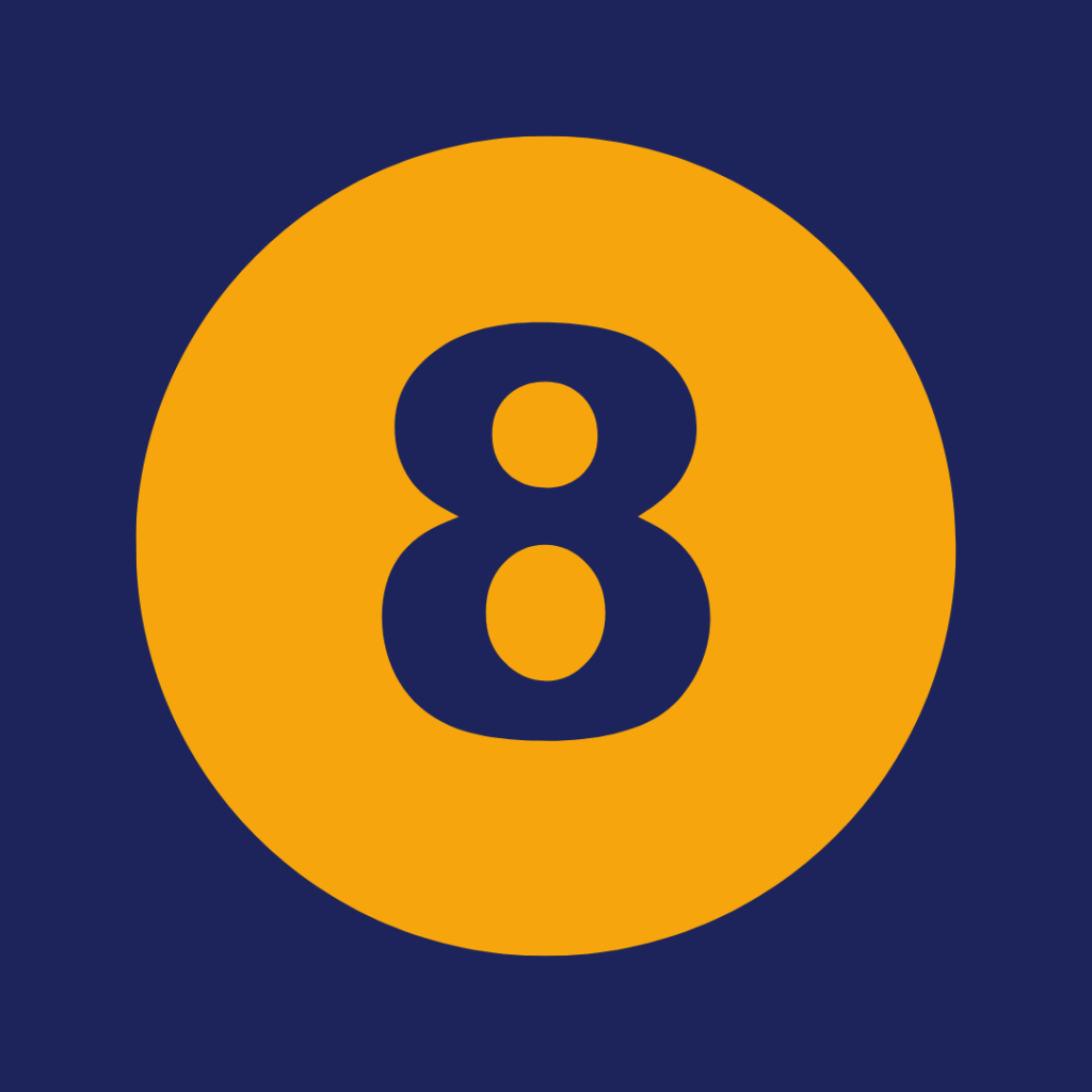 Number eight in Gold on a blue backdrop. This sits on the "Guide to creating a contract" page.