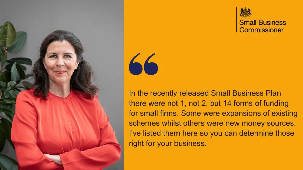 SBC Weekly Update graphic: 14 sources of new(ish) funding for small firms