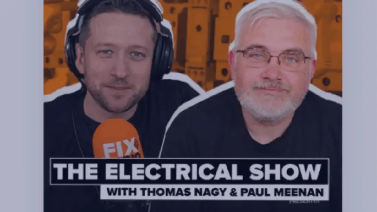 Image of Thomas Nagy and Paul Meenan on their electrical show podcast.