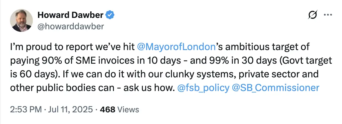 Tweet from Howard Dawber.