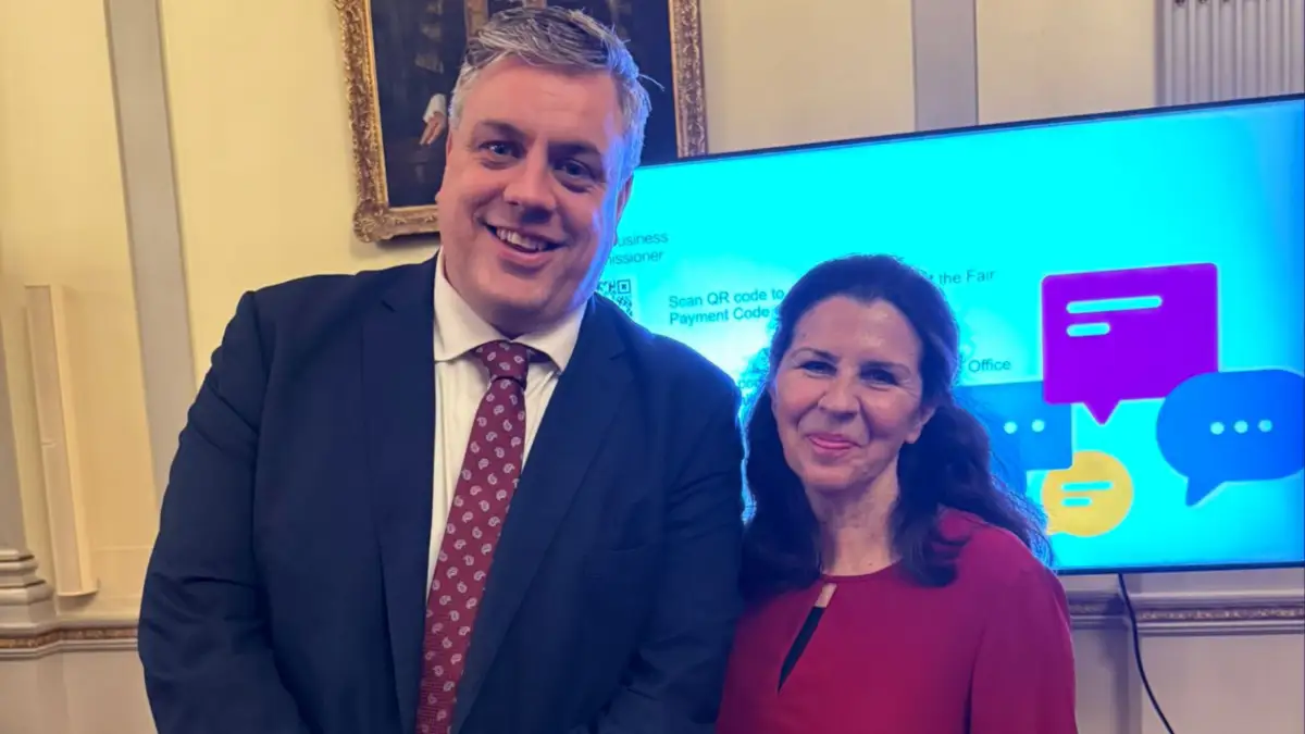 The Commissioner with Minister McDougall at Fair Payment Code celebration event