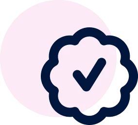Blue tick icon on top of a pink circle. This icon appears on the Fair Payment Code homepage.