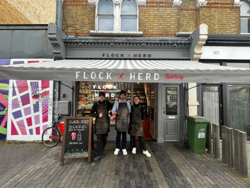 Flock and Herd team outside shop